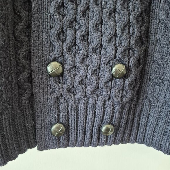 NWT SAOL Ireland Merino Wool Navy Shawl Collar Irish Aran Cardigan Sweater XXL - Picture 6 of 12